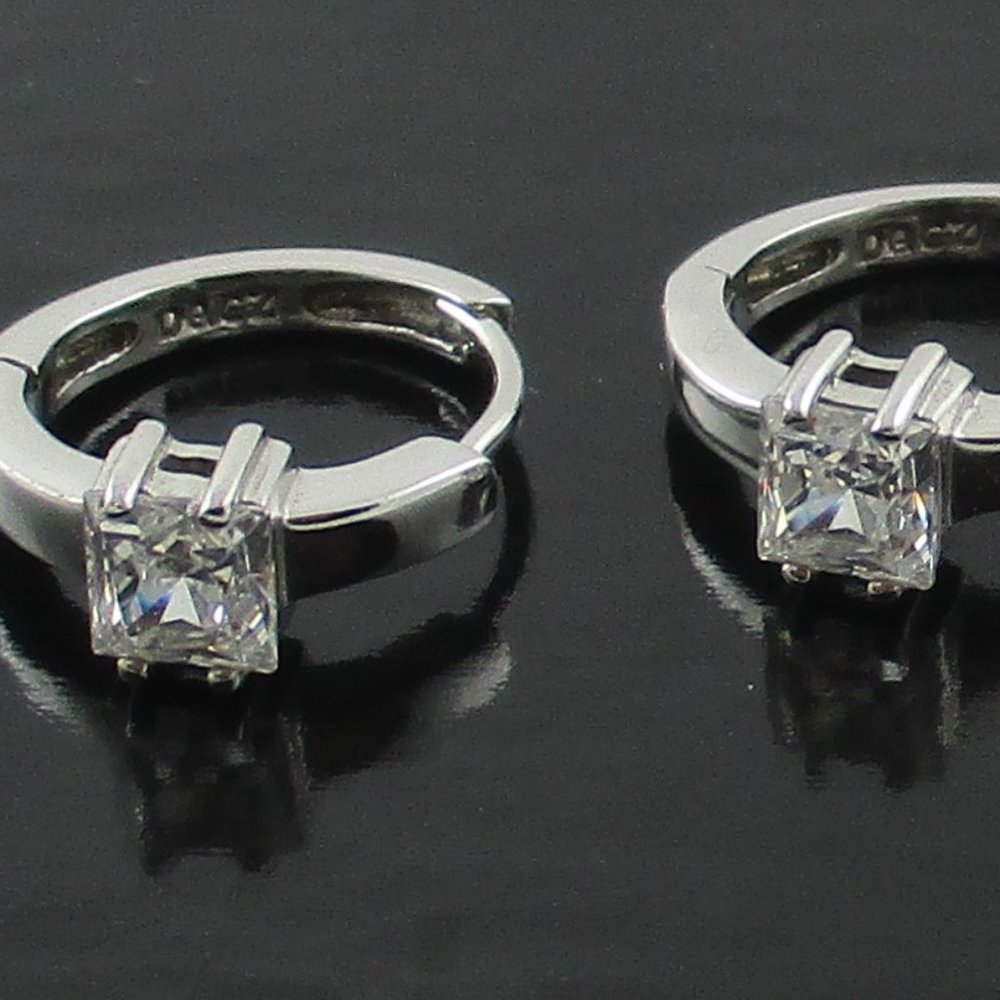 Diamonique Sterling Silver Hoop Earrings